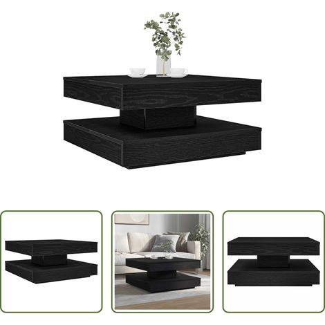 Table basse 360 degrés - Table basse rotative à 360 degrés noir 70x70x34,5 cm (1/5)