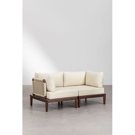 Divano modulare a 2 pezzi con 2 poltrone angolari in acacia Giulia SKLUM            
