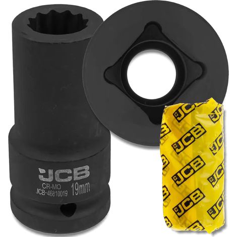 Chiave a bussola a impatto profonda JCB da 3/4" in acciaio Cr-Mo a 12 punte da 19 mm