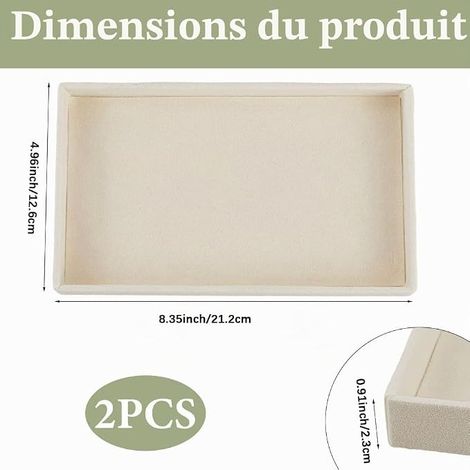 boîte à Bijoux vide en velours plateau de rangement pour bijoux blanc antique petit rectangle présentoir pour accessoires assiette plateau plat pour bagues boucles d'oreilles colliers brace (1/4)