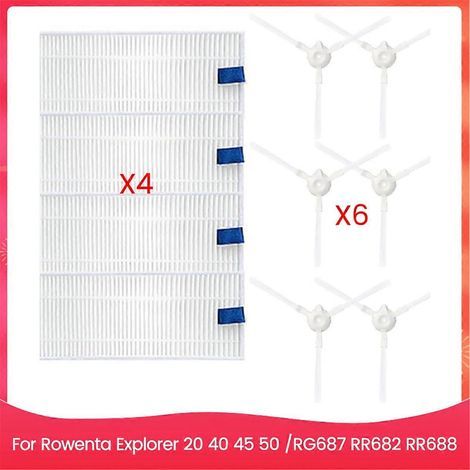 Filtres HEPA et brosses latérales compatibles pour aspirateurs Rowenta Explorer 20 40 45 50 - Modèles RG687, RR682, RR688 (1/5)