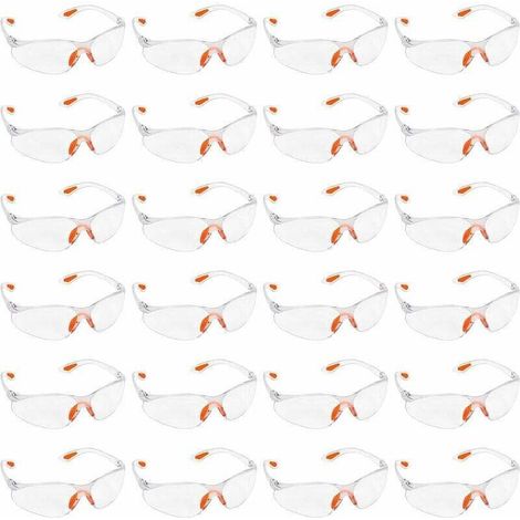 GABRIELLE Lot de 24 Lunettes de Sécurité Transparentes - Lunettes de Protection avec Verres en Plastique, Pont-de-Nez et Embouts de Branches en (1/5)