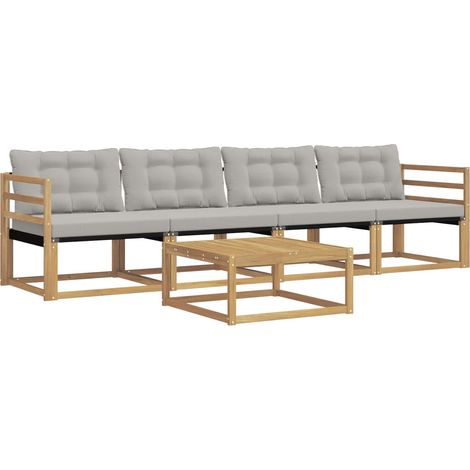 Outdoor Sofa Set 5 pcs White and Light Grey 79 x 79 x 37 cm vidaXL (1/5)