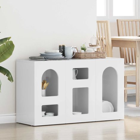 vidaXL Credenza Bianco Lucido 100 x 35 x 59 cm Legno multistrato