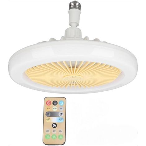 Socket Fan Light, 30W 9.8inch Ventilateur de Plafond avec Lumière, Aromathérapie et Télécommande Ventilateur de Plafond Silencieux E27 LED Fan Light pour Chambre à Coucher (1/5)