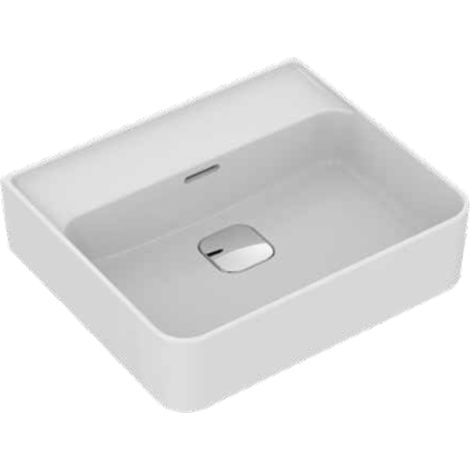 Lavabo Strada II 500 x 430 x 180 mm, sin orificio para grifería, con rebosadero, blanco brillante (E239801)