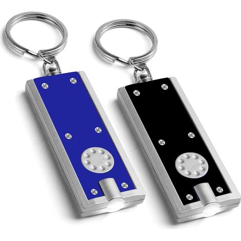 Deux lampes de poche porte-clés à LED, compactes et lumineuses, avec batteries intégrées, adaptées à une utilisation en extérieur, en cas d'urgence et au quotidien. (1/3)