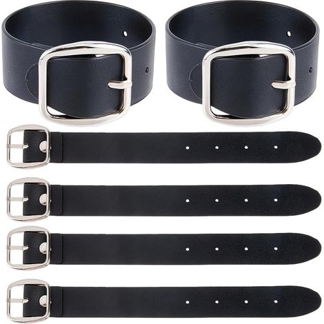 Sangle de Panier de Vélo Réglable de 18.3 x 1.9cm Rallonge de Boucle de Ceinture en Cuir PU Noir Sangle D'Extension Réglable pour Jupe Kilt avec Boucle Carrée en Métal pour Manteau (1/5)