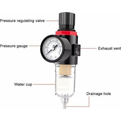 Druckluft-Öl-Wasser-Abscheider-Werkzeug, Luftfilter-Abscheider mit Druckminderer, Manometer, pneumatischer Regler, Schmiergerät für Druckluftkompressoren, Filterwerkzeuge (1/4)
