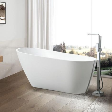 Baignoire îlot design ovale OPRAH blanche 140 cm (1/5)