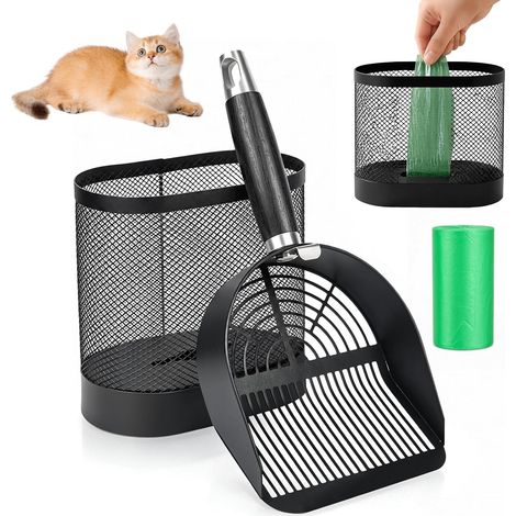 Kit Pelle Litiere Chat Métal avec Support de Rangement-pelle litiere chat (1/5)