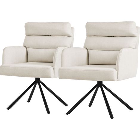 ML-Design Set di 2x Sedie da Pranzo Girevole Beige Sedia da Soggiorno con Braccioli e Schienale Poltroncina Girevole Posizione Auto Poltrona Sedia Imbottita con Cuscino e Rivestimento in Poliestere