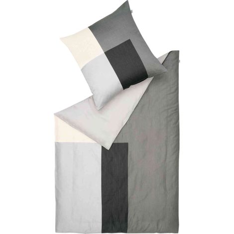 SCHÖNER WOHNEN Biancheria da letto in raso ART - 1 pezzo 135x200 cm, grigio