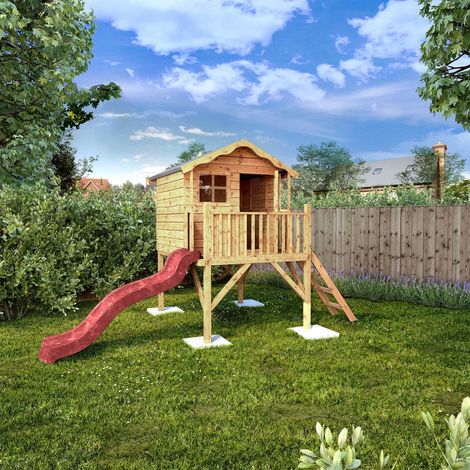 Poppy Playhouse with Tower and Slide - Timber - L200.8 x W371.8 x H246.6 cm - Brown (1/5)