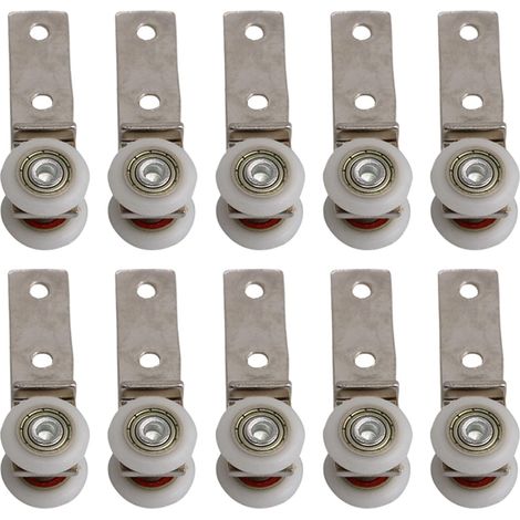 10 Stück 2,5" x 0,75" Winkelrohr-Metalllagerrollen mit zwei Kunststoffrädern für Schiebetür- und Fensterschränke, 20 mm Lochabstand
