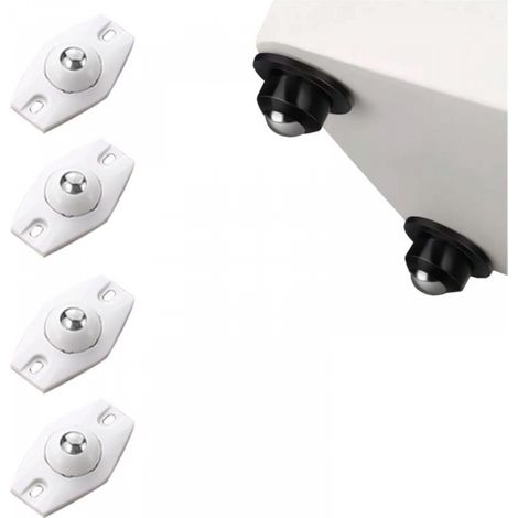 Lot de 4 mini roulettes adhésives blanches – Roulettes coulissantes universelles – (avec 1 bille de roulement en acier inoxydable) (1/4)