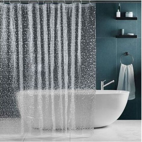 Rideau De Douche, EVA Etanche Rideaux Salle de Bain Toilettes Rideau Douche Anti Moisissure, Antibactérien 180x200cm, Semi Transparent (1/5)