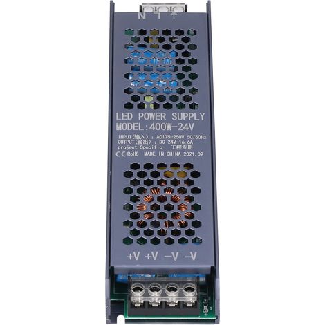 Alimentation à découpage LED, transformateur magnétique, bande longue noire, 400 W, AC175-250 V/24 V, 16,6 A (1/5)