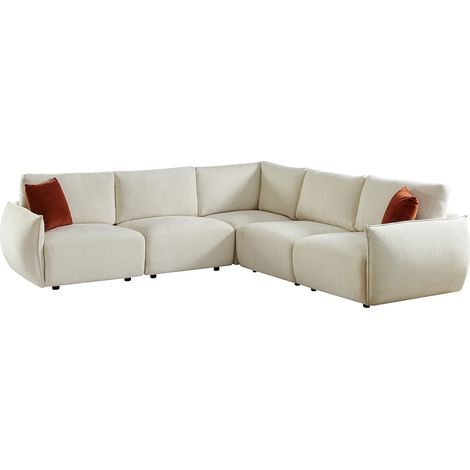 Canapé d'angle en tissu chenille beige OCTAVINE (1/5)