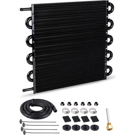 Universal car modification parts: air conditioning pipes, condenser, transmission radiator, 4-row, 6-row, 8-row oil cooler, 10-row oil cooler - black. (1/4)