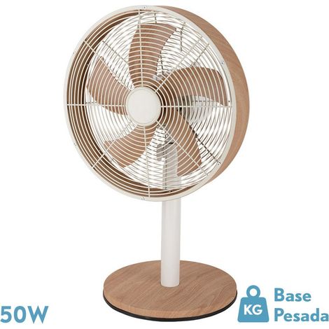 Ventilador Sobremesa Alcañiz Blanco/Haya 45W Oscilante