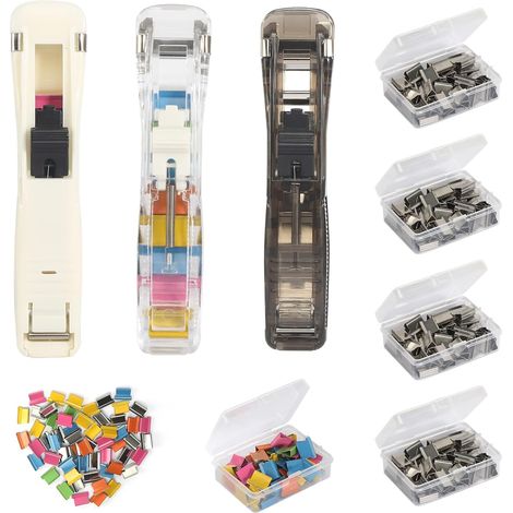 Agrafeuse réutilisable à clip, mini agrafeuse à pression avec 250 agrafes réutilisables, design ergonomique pour le bureau, la maison et les fournitures scolaires (1/5)