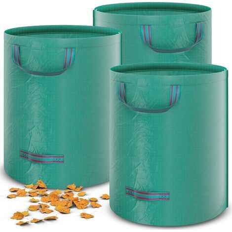 3er-Set Gartenabfallsäcke – 272 l – Gartensäcke – Gras- und Laubsäcke – Selbsttragend – Stabil – Wasserdicht – UV-beständig – Robustes Polypropylen-Gewebe (PP) – 150 g/m² – 390 g (1/5)