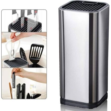 Bloc Couteaux Cuisine en Acier Inoxydable, Porte-Couteau Universel résistant aux Empreintes digitales et Facile à Nettoyer (1/5)