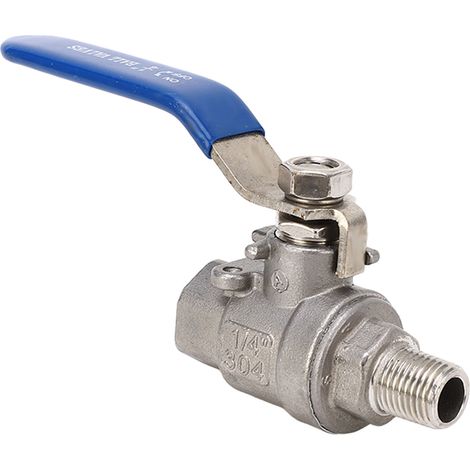 Vanne à bille NPT mâle/femelle, filetage 1/4", étanchéité optimale, en acier inoxydable, pour eau, huile et gaz.