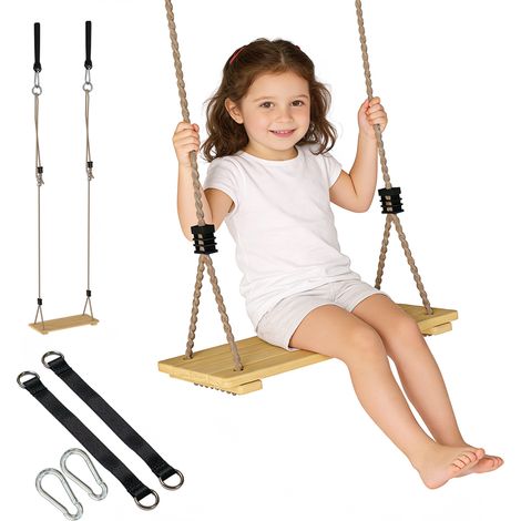 AIYAPLAY Swing Seat with Adjustable Wooden Seat for Kids