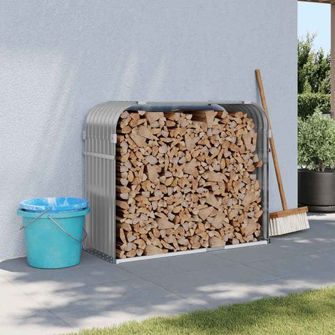 Kaminholzunterstand Hellgrau 120x45x100 cm Verzinkter Stahl