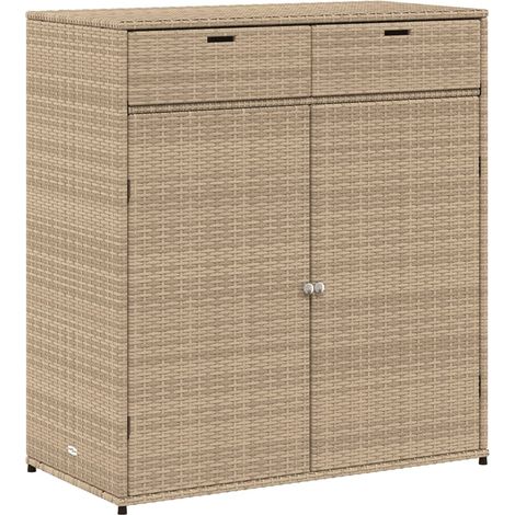 Vidaxl – Armoire de jardin beige 105x55x113 cm – Résine tressée – Acier enduit de poudre – Pour rangement extérieur et protection coussins (1/5)