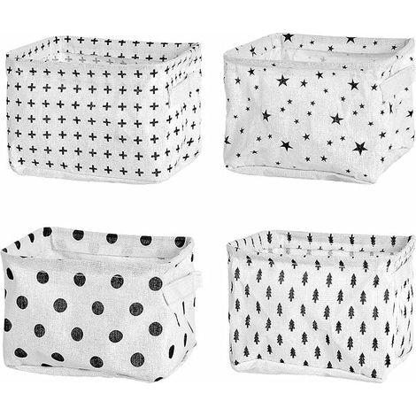 Lot de 4 paniers de Rangement carrés Pliables pour étagères et Jouets 19 x 15 x 14 cm (1/5)