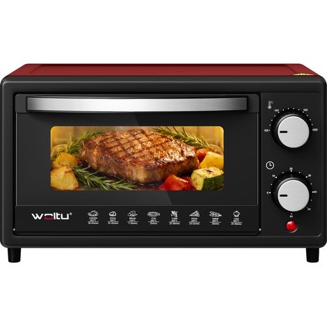 WOLTU Mini Four Électrique 10L, Petit Four avec 4 Modes de Cuisson, 100-230℃, Minuterie 0-60 min, 650W, Rouge (1/5)