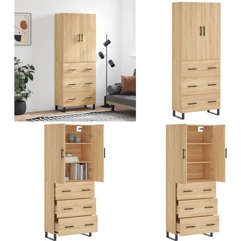 Highboard Sonoma-Eiche 69,5x34x180 cm Holzwerkstoff - Holzwerkstoff - Sonoma-Eiche (1/5)