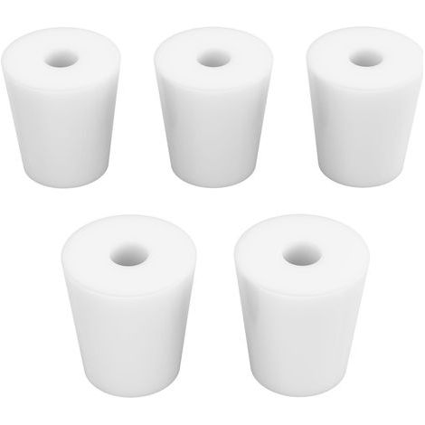 8 mm perforierte Silikonstopfen – geeignet zum Brauen, Aufbewahren usw. – 5er-Pack, 14 mm Bodendurchmesser, weiß (1/5)