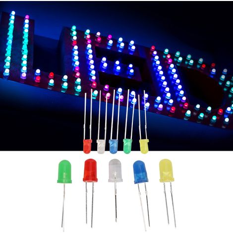 Kit de 300 diodes électroluminescentes (LED) de 3 et 5 mm, jaunes, vertes, bleues, rouges et blanches. (1/5)