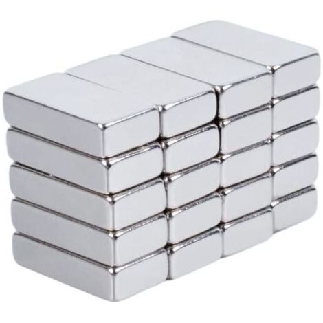 Lot de 20 aimants puissants en néodyme pour réfrigérateur, pour travaux manuels, tableau blanc, aimant rectangulaire 20 x 10 x 5 mm