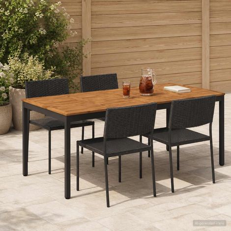 vidaXL Tavolo da cena da giardino Naturale e Nero 196 x 100,5 x 75 cm