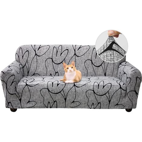 Stretch 2-Seater Sofa Cover with Armrests Modern Elastic Universal Sofa Cover Protective Cover, Grey Style
