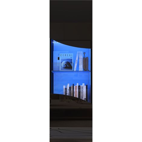 Vitrine LED 165cm - Portes Brillantes & Verre Courbé - Pour Salon, Collection - Noir (1/5)