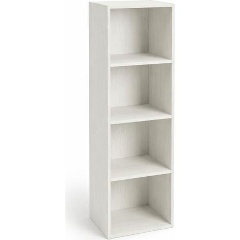 Libreria Scaffale Modulo Aperto 4 Ripiani Portaoggetti 30x24x106H cm Bianco LIB04 30x24x106H cm - 4 Ripiani Bianco Nordico
