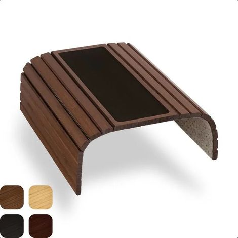 Table Accoudoir Canapé Flexible en Bambou, Plateau Antidérapant 41x34 cm. Idéal comme tapis de souris, pour boissons, snack - Marron (1/5)