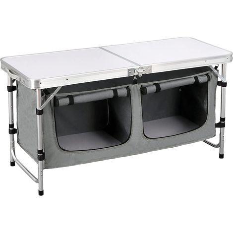 Woltu – Table de camping pliante 4 à 6 places – Aluminium résistant à l'oxydation – Dimensions 120x47x62/69.5 cm – Sac de rangement inclus