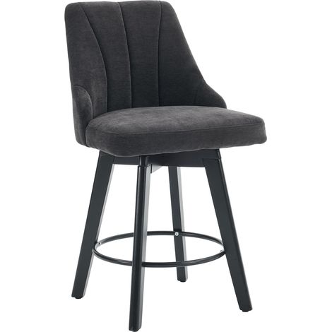 Tabourets de bar gris en tissu avec dossier et repose-pieds - lot de 2 (1/5)