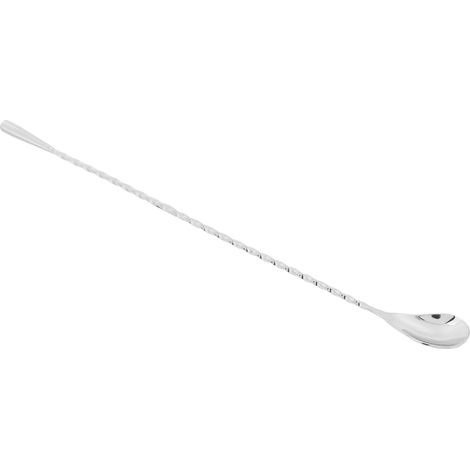 Cuillère à mélanger en acier inoxydable à long manche pour cocktails, ustensile de bar argenté