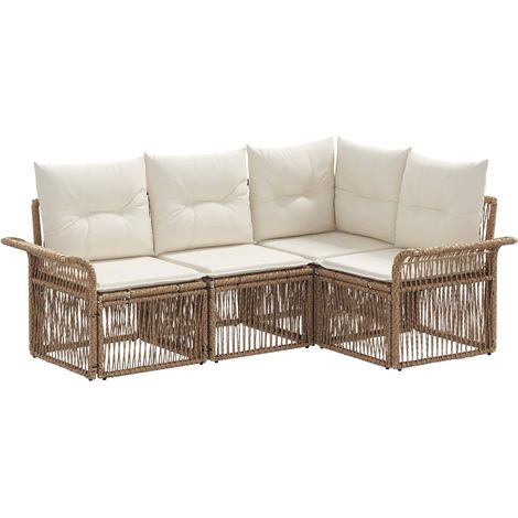 Gartensofa-set 4 pcs Beige Poly-Rattan vidaXL