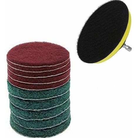Brosse à récurer pour perceuse électrique - Le kit de nettoyage domestique comprend un accessoire pour foret, 5 brosses rouges et 5 brosses dures (1/4)