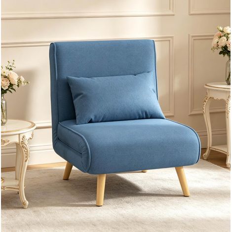 Fauteuil convertible 1 place bleu dossier réglable 5 positions (1/5)