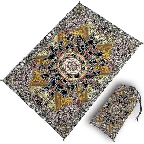 Couverture de plage imprimée anti-sable - Tapis extra large compatible avec les pique-niques en plein air - Imperméable et pliable, idéale pour le camping, la pêche et les voyages - 1,4 x 2 m - Style (1/4)